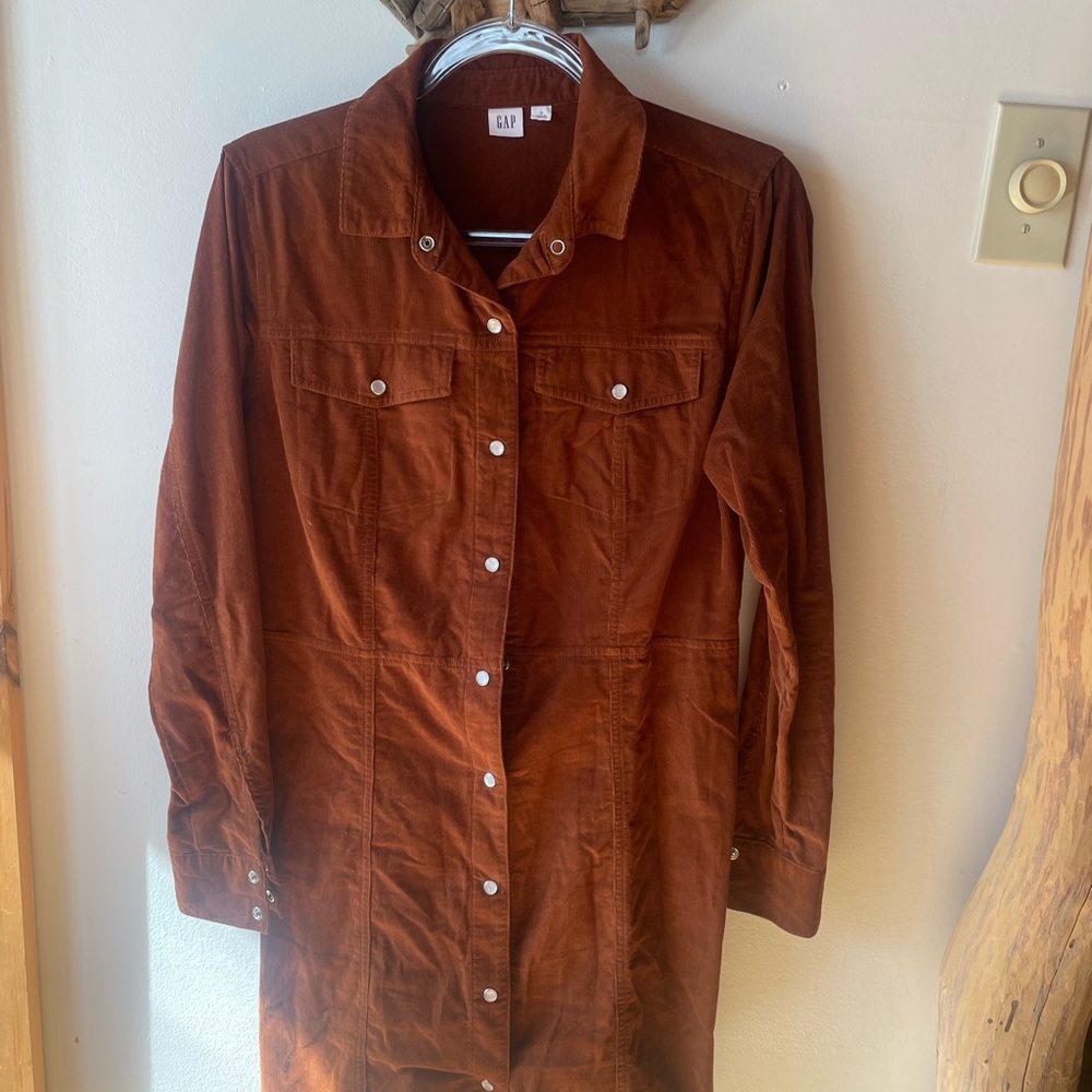 GAP Women's Brown, Corduroy, Fitted Dress